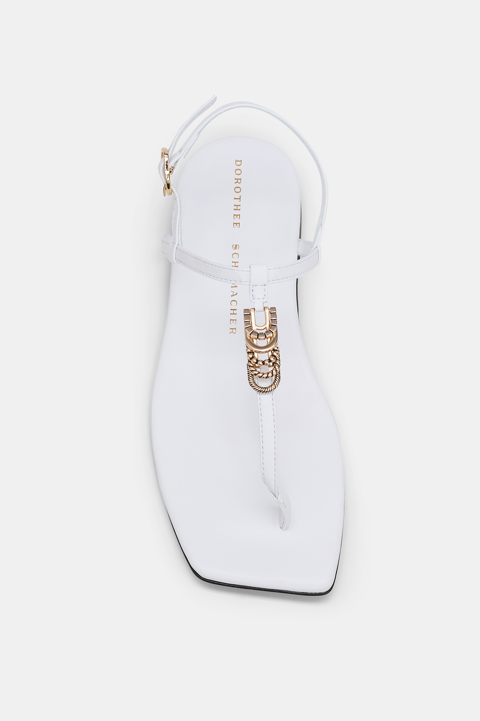 Dorothee Schumacher Flache Sandalen mit T-Strap pure white