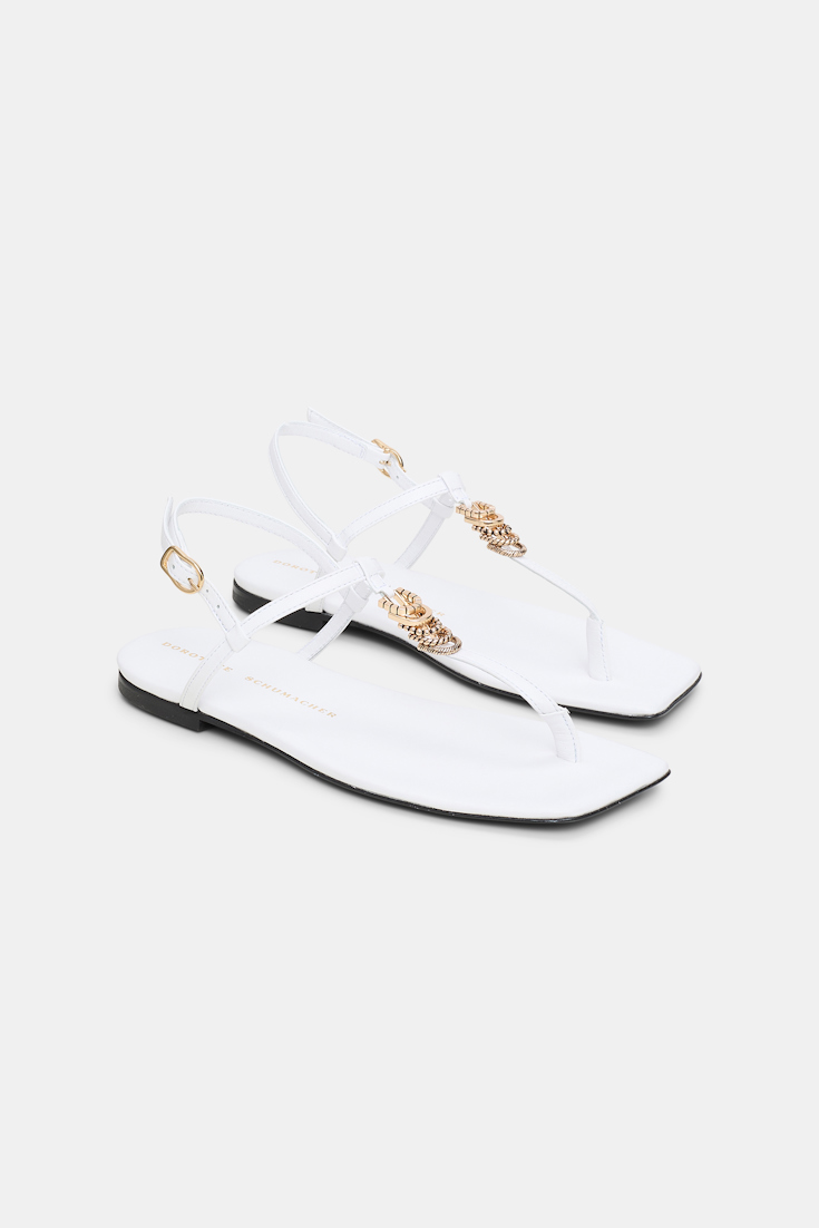 Dorothee Schumacher Flache Sandalen mit T-Strap pure white