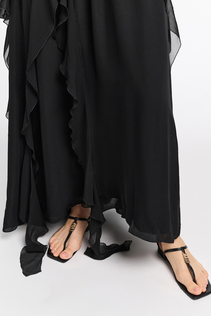 Dorothee Schumacher Flache Sandalen mit T-Strap pure black