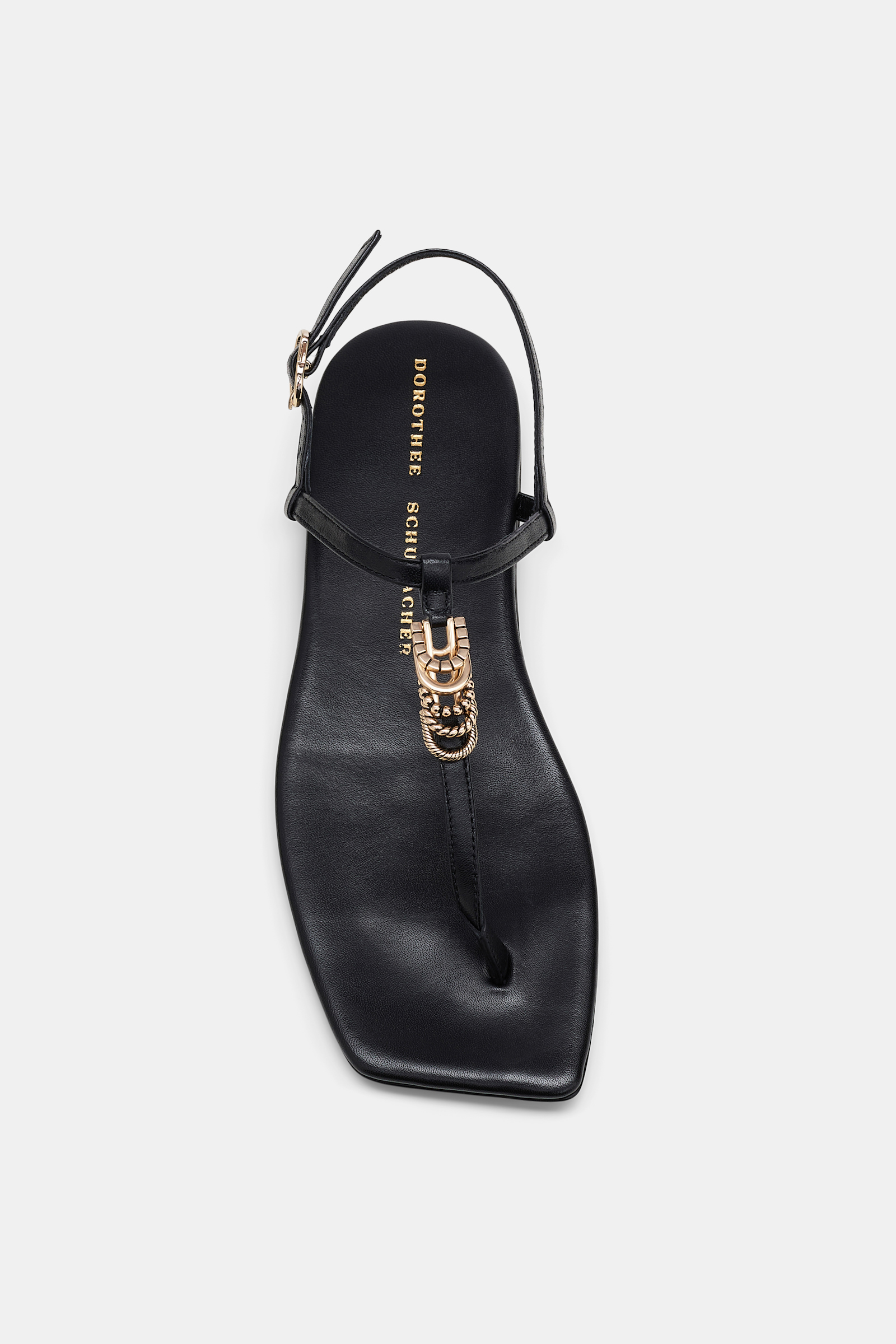 Dorothee Schumacher Flache Sandalen mit T-Strap pure black