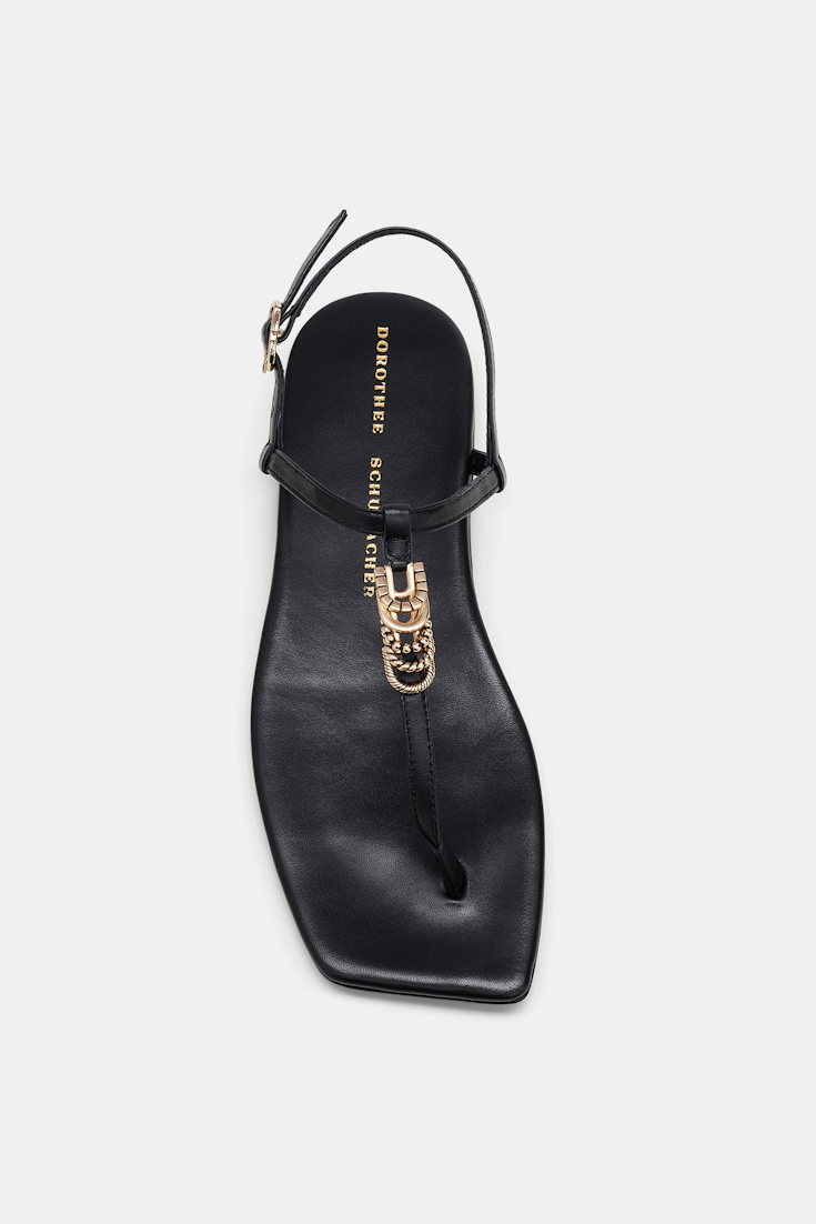 Dorothee Schumacher Flache Sandalen mit T-Strap pure black