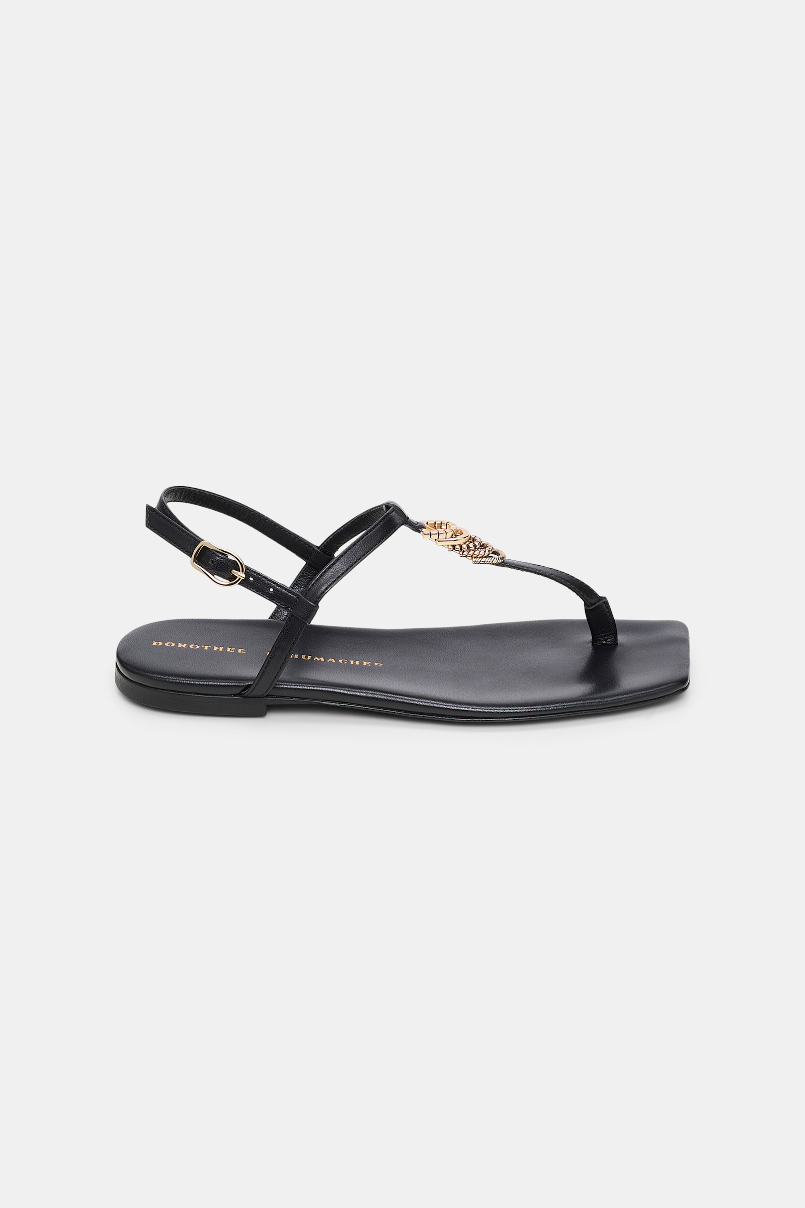 Dorothee Schumacher Flache Sandalen mit T-Strap pure black