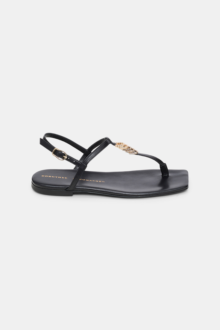 Dorothee Schumacher Flache Sandalen mit T-Strap pure black