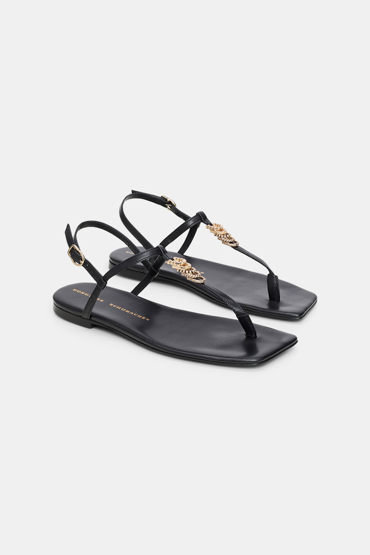 Dorothee Schumacher Flache Sandalen mit T-Strap pure black