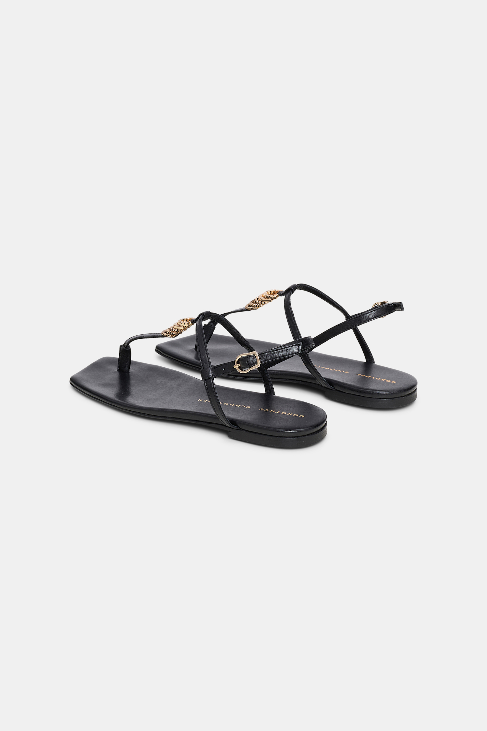 Dorothee Schumacher Flache Sandalen mit T-Strap pure black