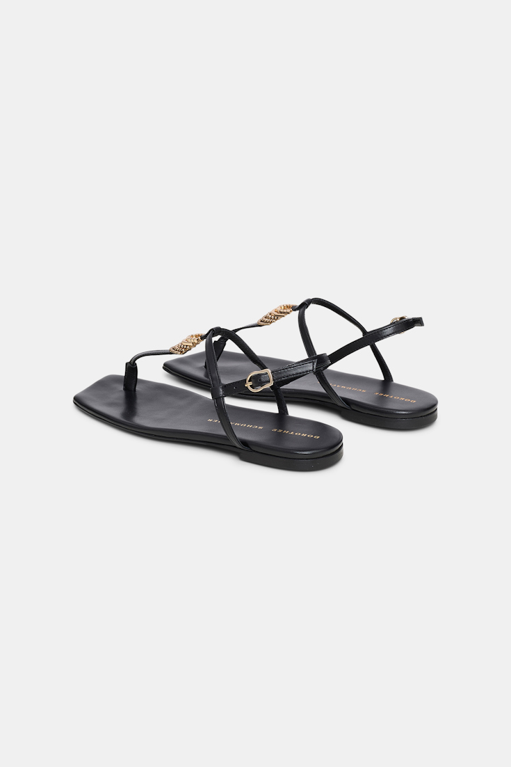 Dorothee Schumacher Flache Sandalen mit T-Strap pure black