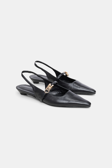 Dorothee Schumacher Micro heel slingbacks with D-rings pure black