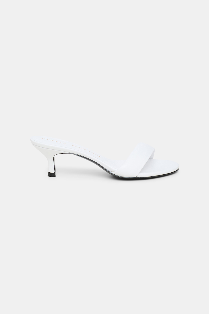 Dorothee Schumacher Kitten heel slides with padded strap pure white