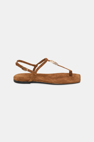 Dorothee Schumacher Suede T-strap sandals with D-rings vicunja