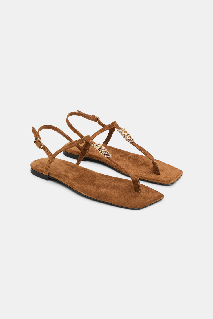 Dorothee Schumacher Suede T-strap sandals with D-rings vicunja