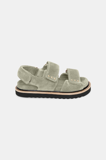 Dorothee Schumacher Suede sandals with Velcro straps soft green