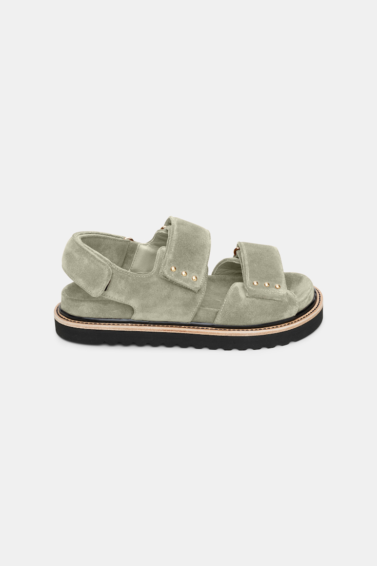 Dorothee Schumacher Suede sandals with Velcro straps soft green