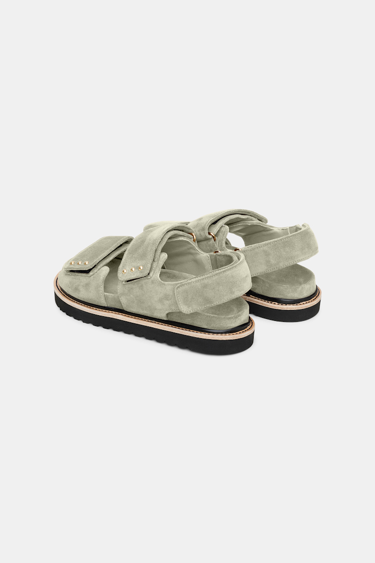 Dorothee Schumacher Suede sandals with Velcro straps soft green