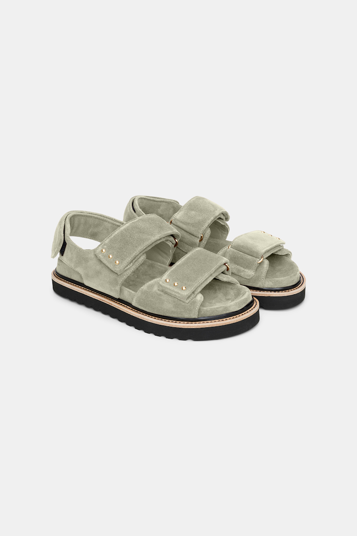 Dorothee Schumacher Suede sandals with Velcro straps soft green