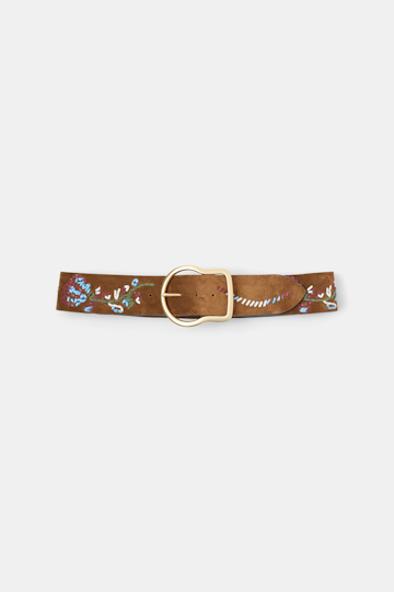 Dorothee Schumacher Embroidered suede belt vicunja