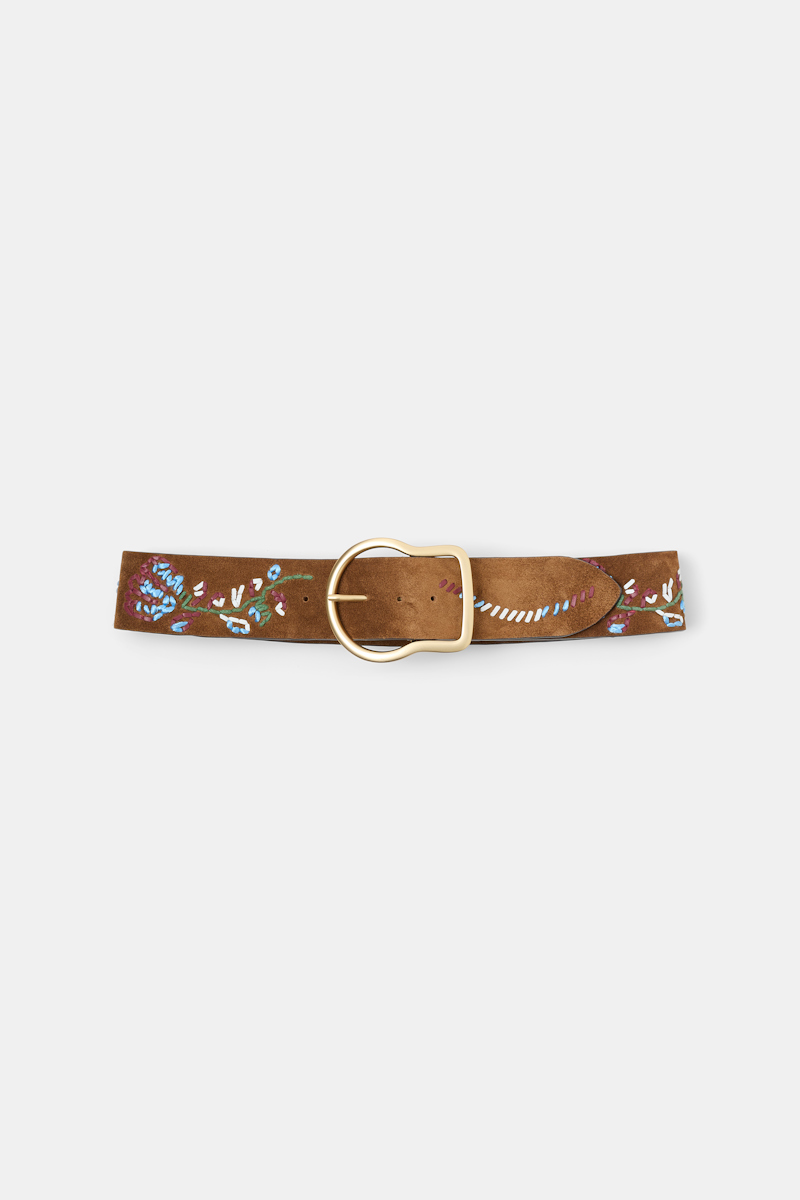 Dorothee Schumacher Embroidered Suede Belt In Brown