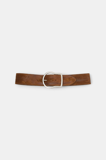 Dorothee Schumacher Waxed suede belt silver vicunja
