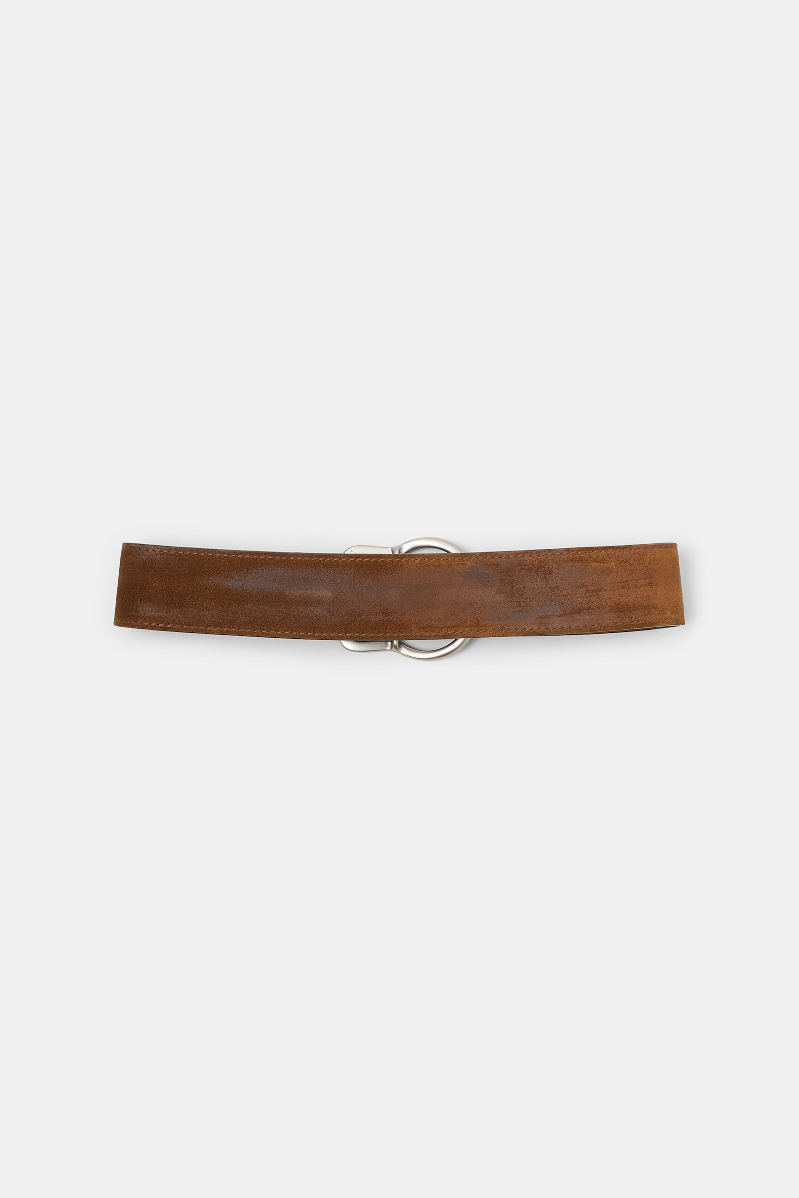 Dorothee Schumacher Waxed suede belt silver vicunja