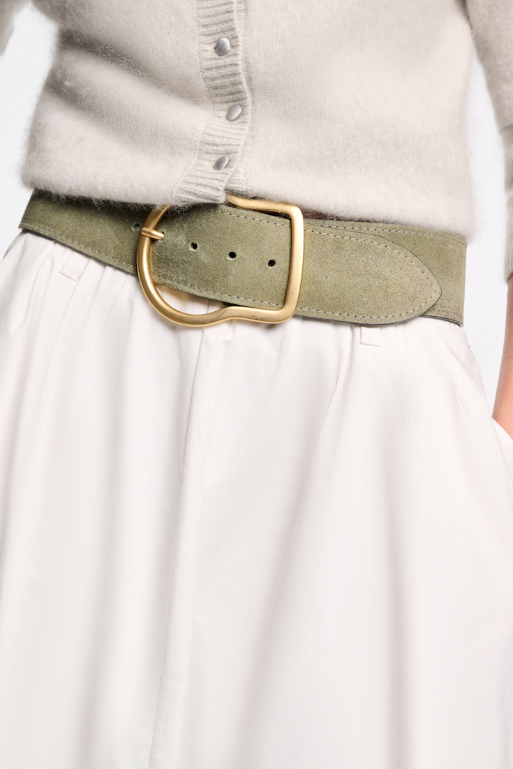 Dorothee Schumacher Waxed suede belt soft green