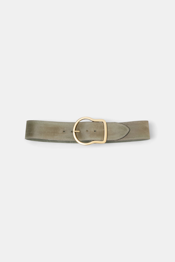 Dorothee Schumacher Waxed suede belt soft green