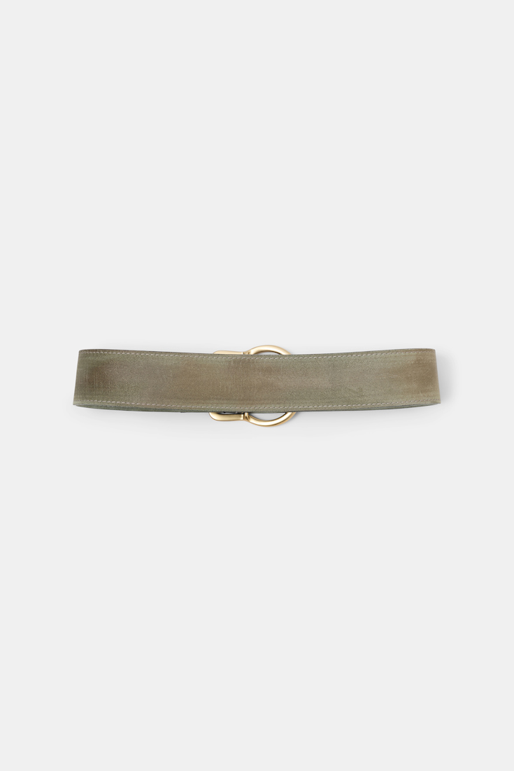 Dorothee Schumacher Waxed suede belt soft green