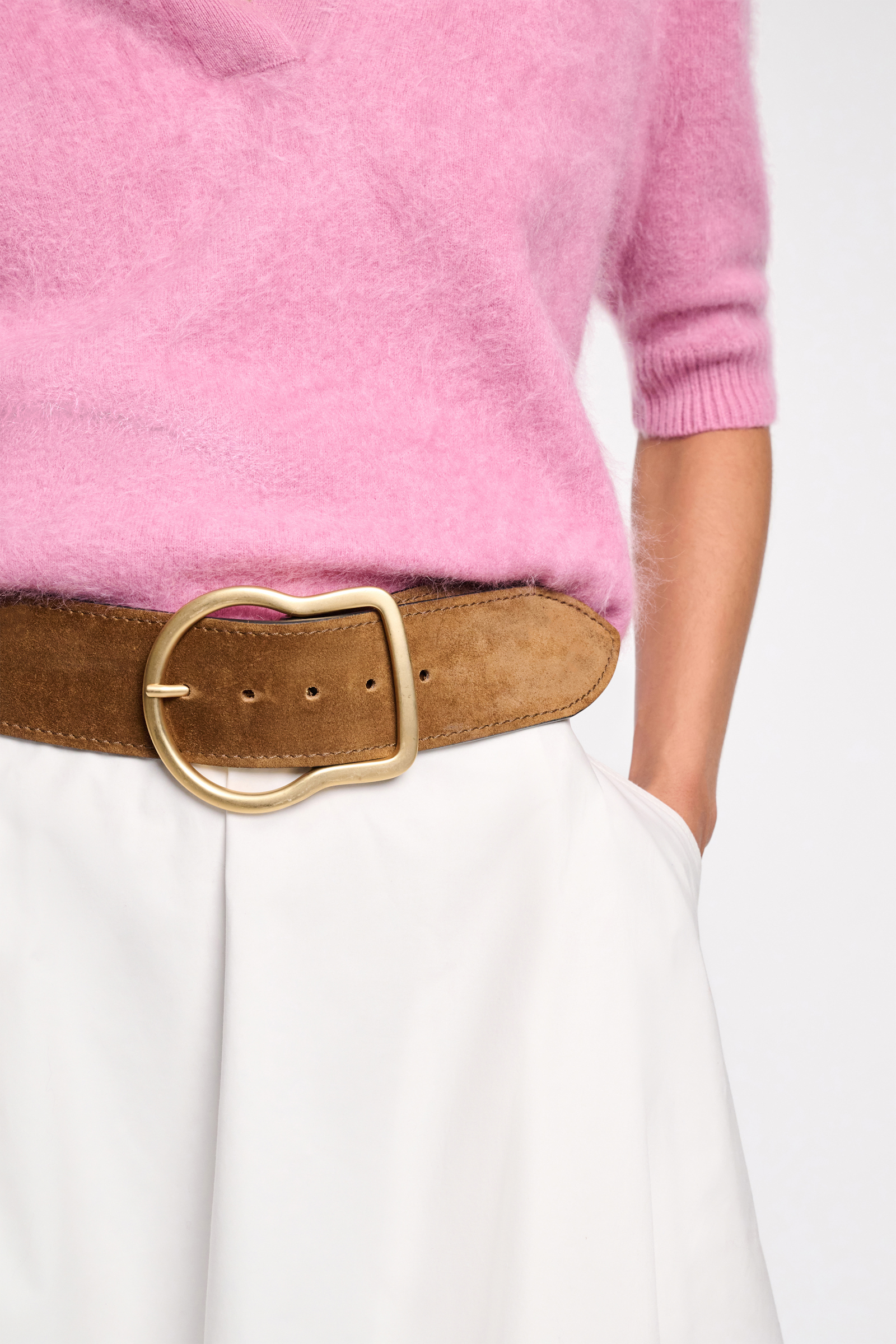 Dorothee Schumacher Waxed suede belt vicunja