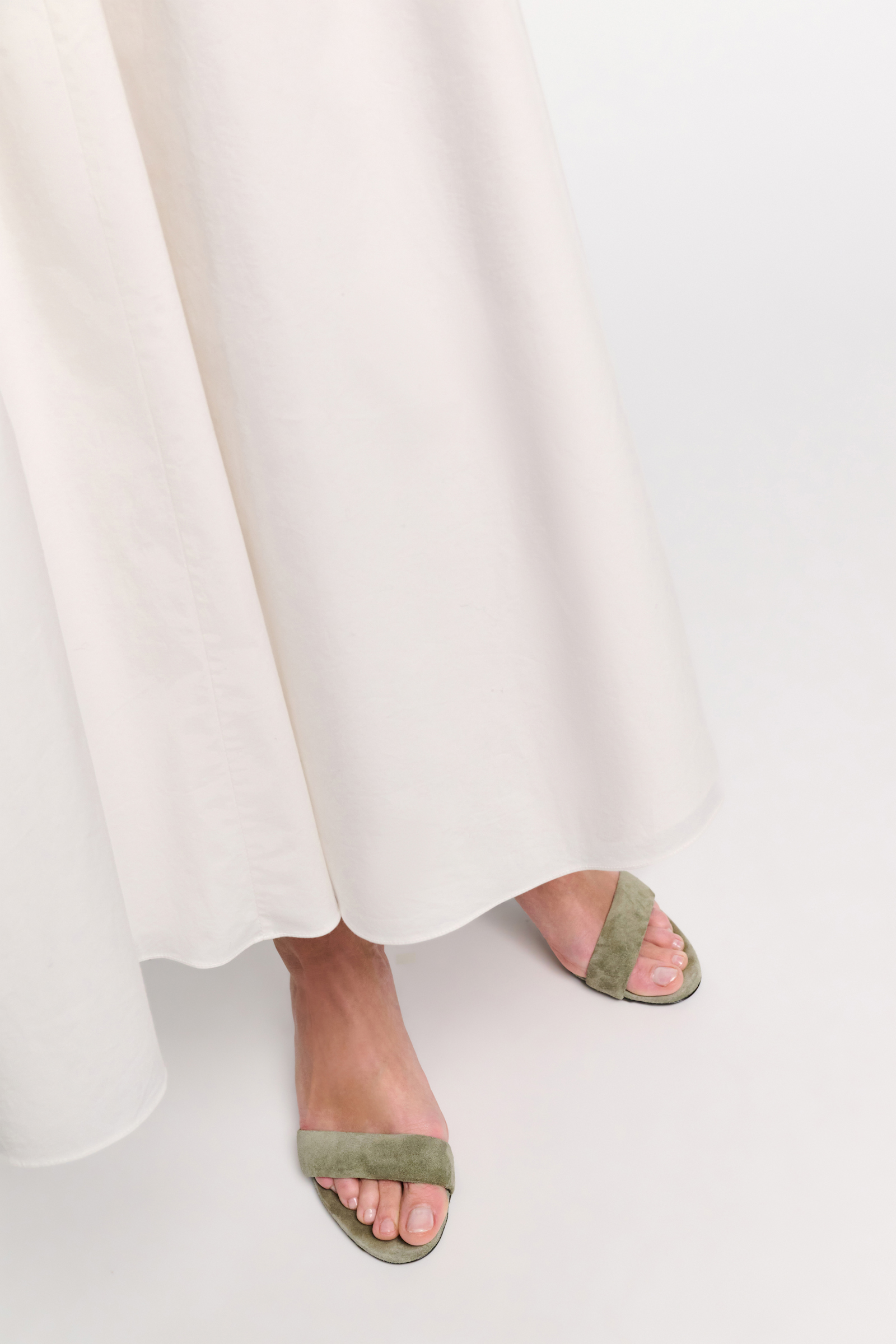 Dorothee Schumacher Kitten heel suede slides with padded strap soft green