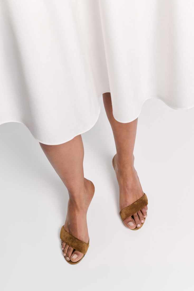 Dorothee Schumacher Kitten heel suede slides with padded strap vicunja