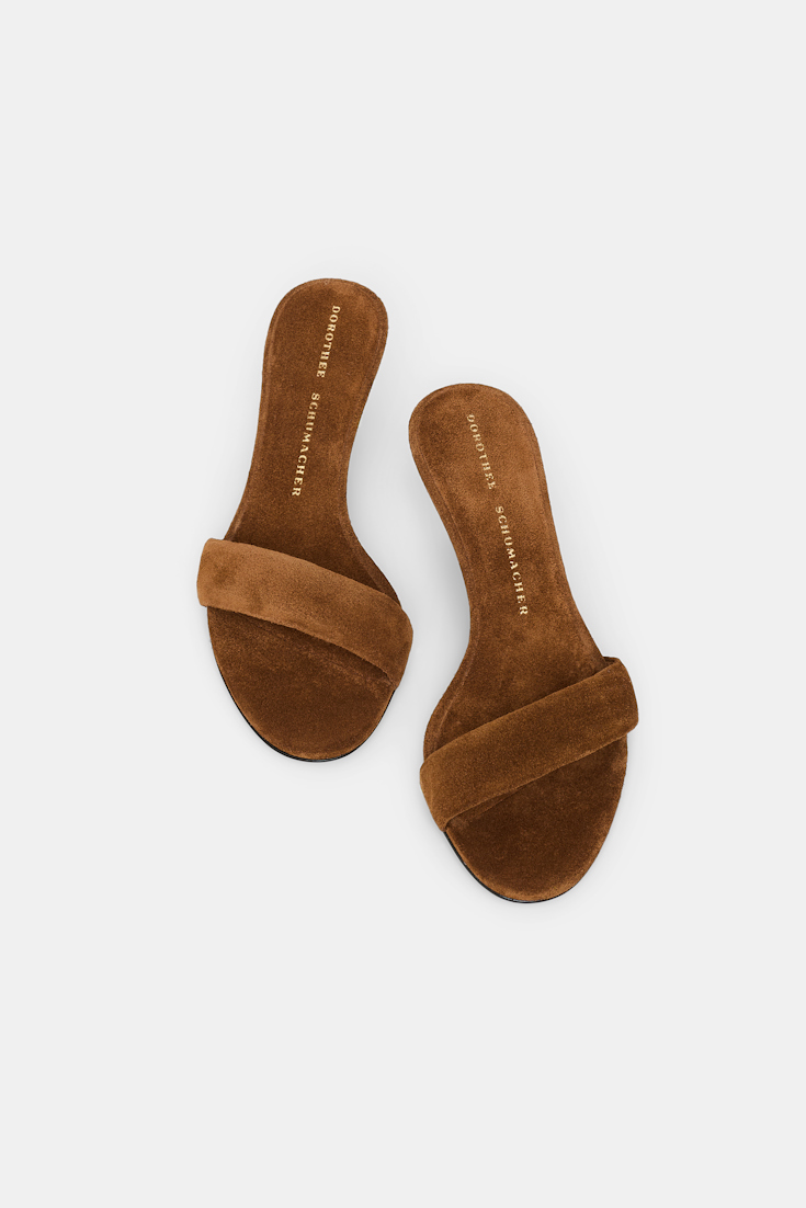 Dorothee Schumacher Kitten heel suede slides with padded strap vicunja