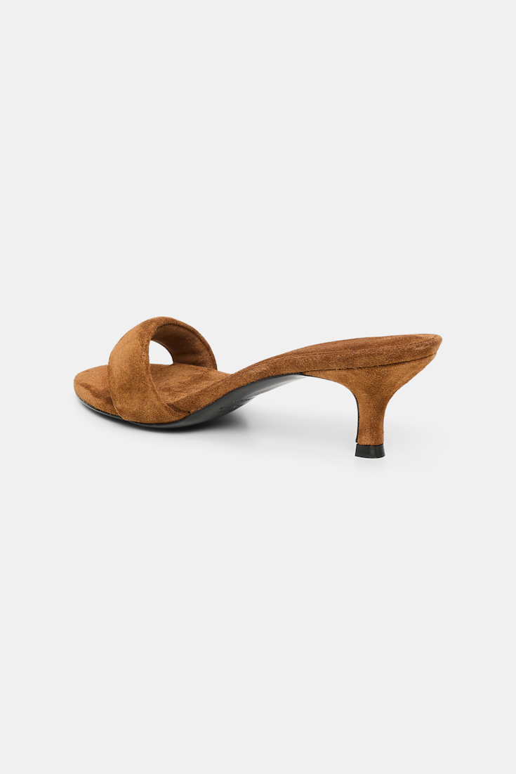 Dorothee Schumacher Kitten heel suede slides with padded strap vicunja