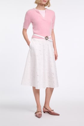 Dorothee Schumacher Extra soft cashmere crop sleeve sweater candy pink