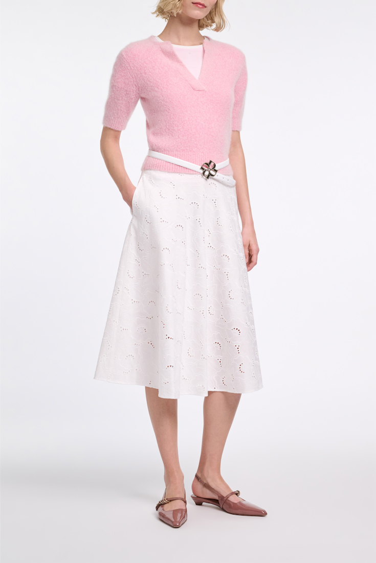 Dorothee Schumacher Extra soft cashmere crop sleeve sweater candy pink