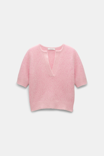 Dorothee Schumacher Extra soft cashmere crop sleeve sweater candy pink