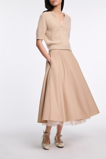 Dorothee Schumacher Besonders softer Kaschmirpullover mit verkürztem Arm baby camel