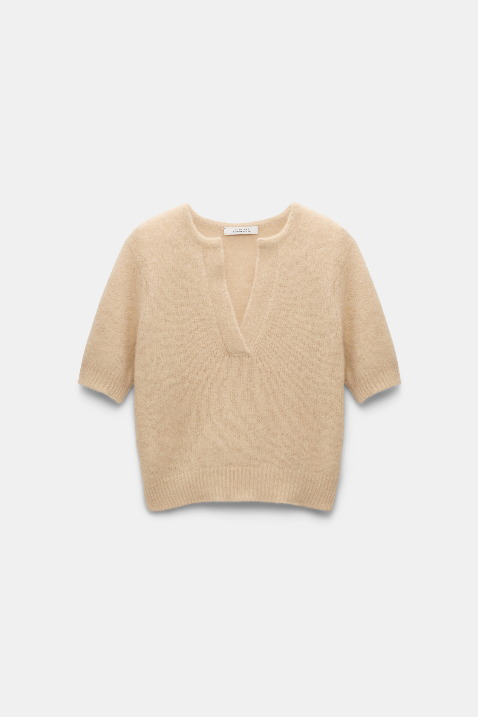 Dorothee Schumacher Extra soft cashmere crop sleeve sweater baby camel