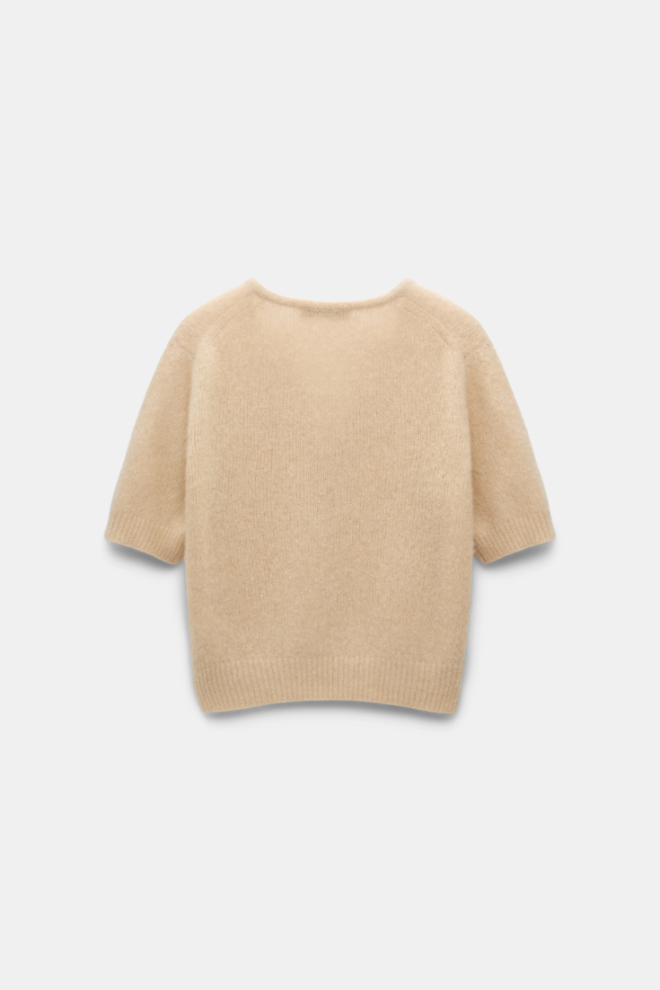 Dorothee Schumacher Extra soft cashmere crop sleeve sweater baby camel