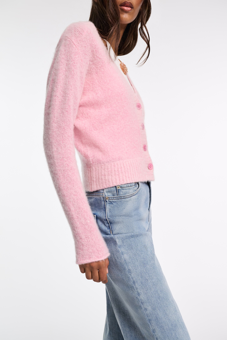 Dorothee Schumacher Extra soft cashmere V-neck cardigan candy pink