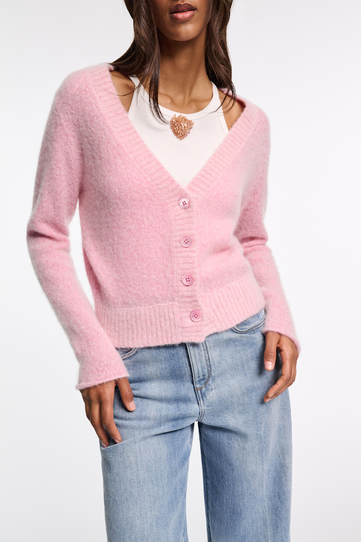 Dorothee Schumacher Extra soft cashmere V-neck cardigan candy pink