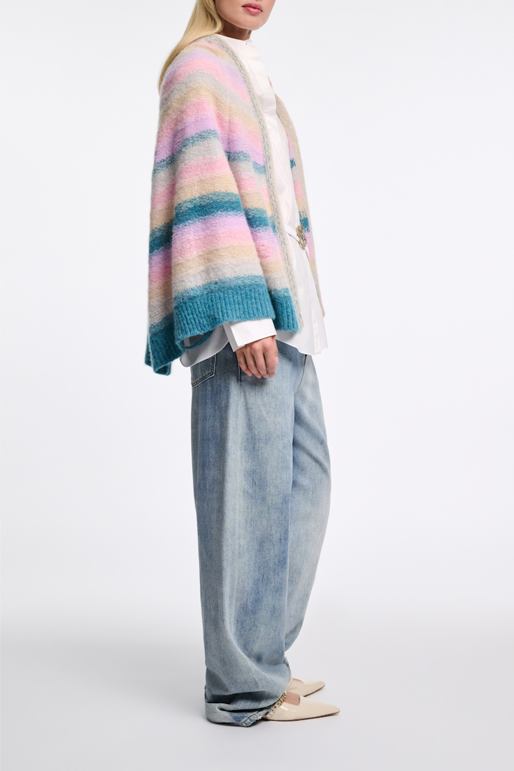 Dorothee Schumacher Extra soft cashmere stripe cape-cardigan candy stripe
