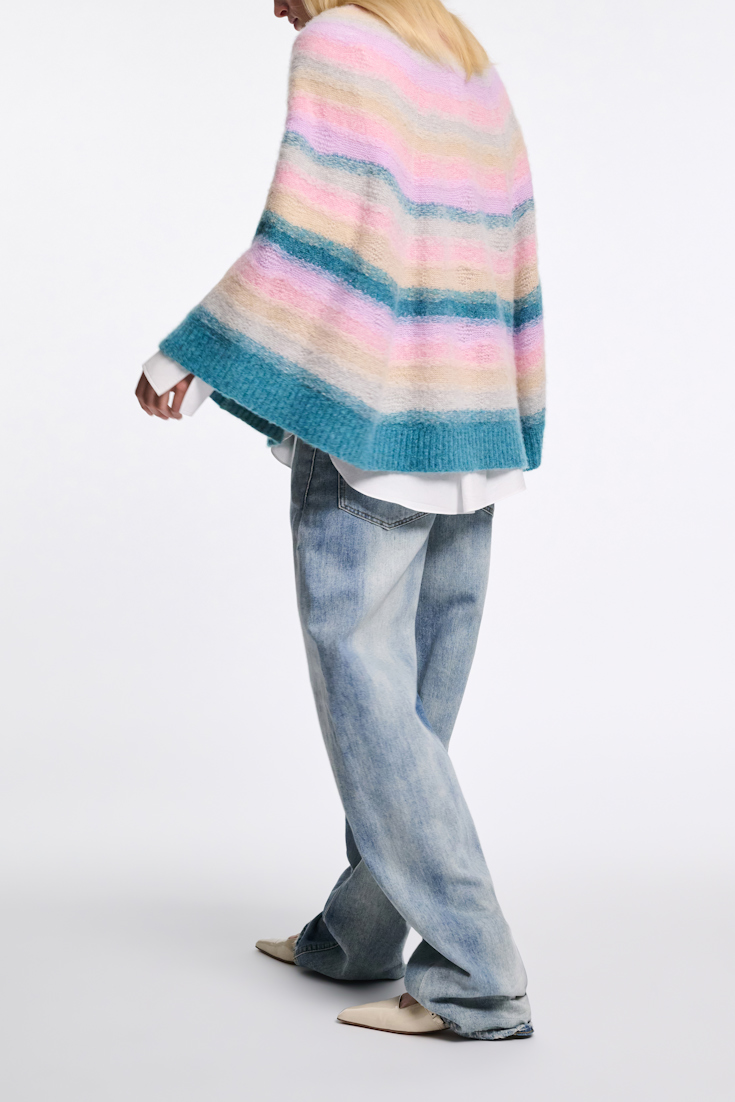 Dorothee Schumacher Extra soft cashmere stripe cape-cardigan candy stripe
