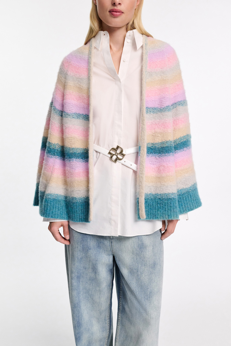 Dorothee Schumacher Extra soft cashmere stripe cape-cardigan candy stripe