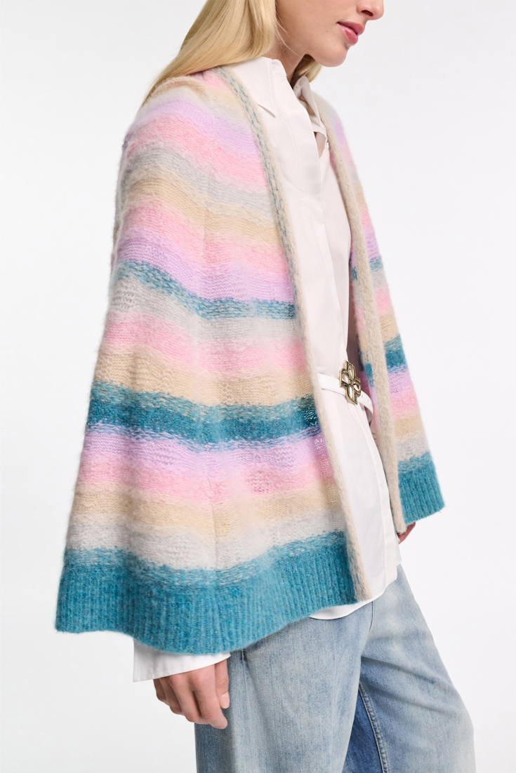 Dorothee Schumacher Extra soft cashmere stripe cape-cardigan candy stripe