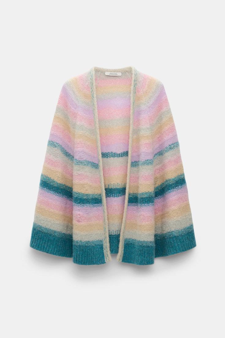 Dorothee Schumacher Extra soft cashmere stripe cape-cardigan candy stripe