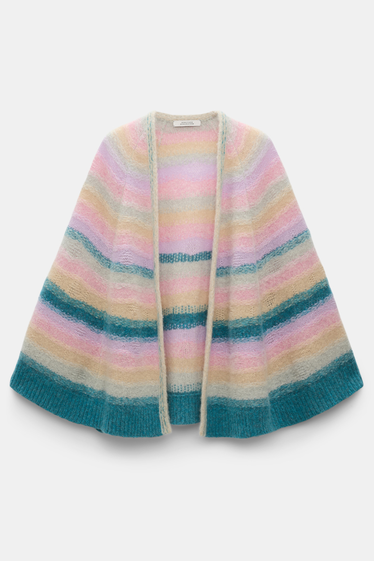 Dorothee Schumacher Extra soft cashmere stripe cape-cardigan candy stripe