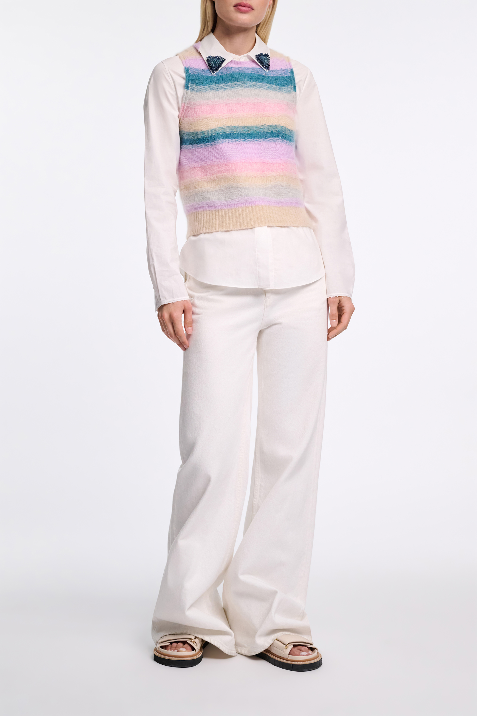 Dorothee Schumacher Extra soft cashmere stripe shell candy stripe