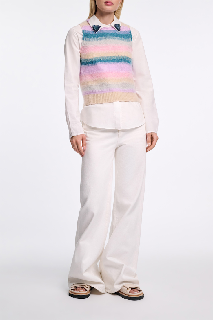 Dorothee Schumacher Extra soft cashmere stripe shell candy stripe