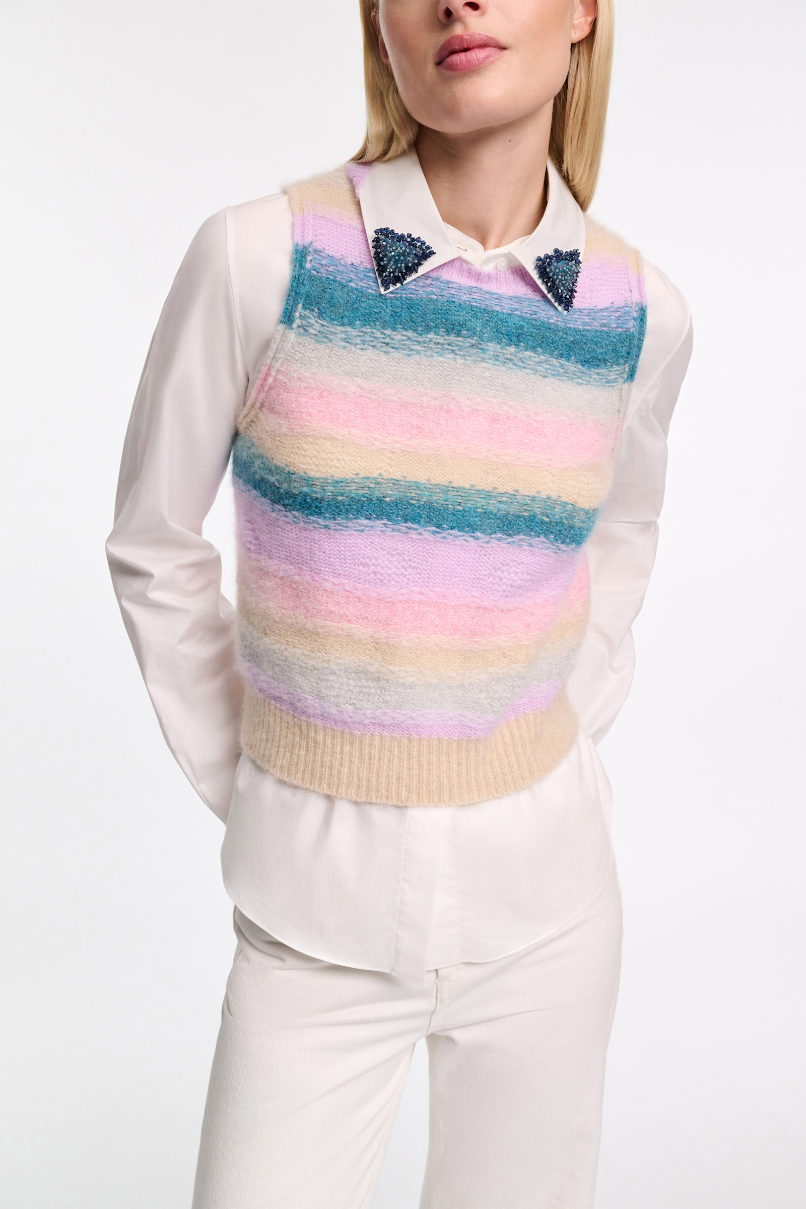 Dorothee Schumacher Extra soft cashmere stripe shell candy stripe