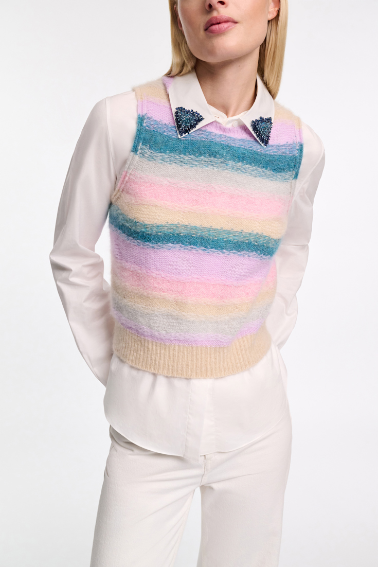 Dorothee Schumacher Extra soft cashmere stripe shell candy stripe