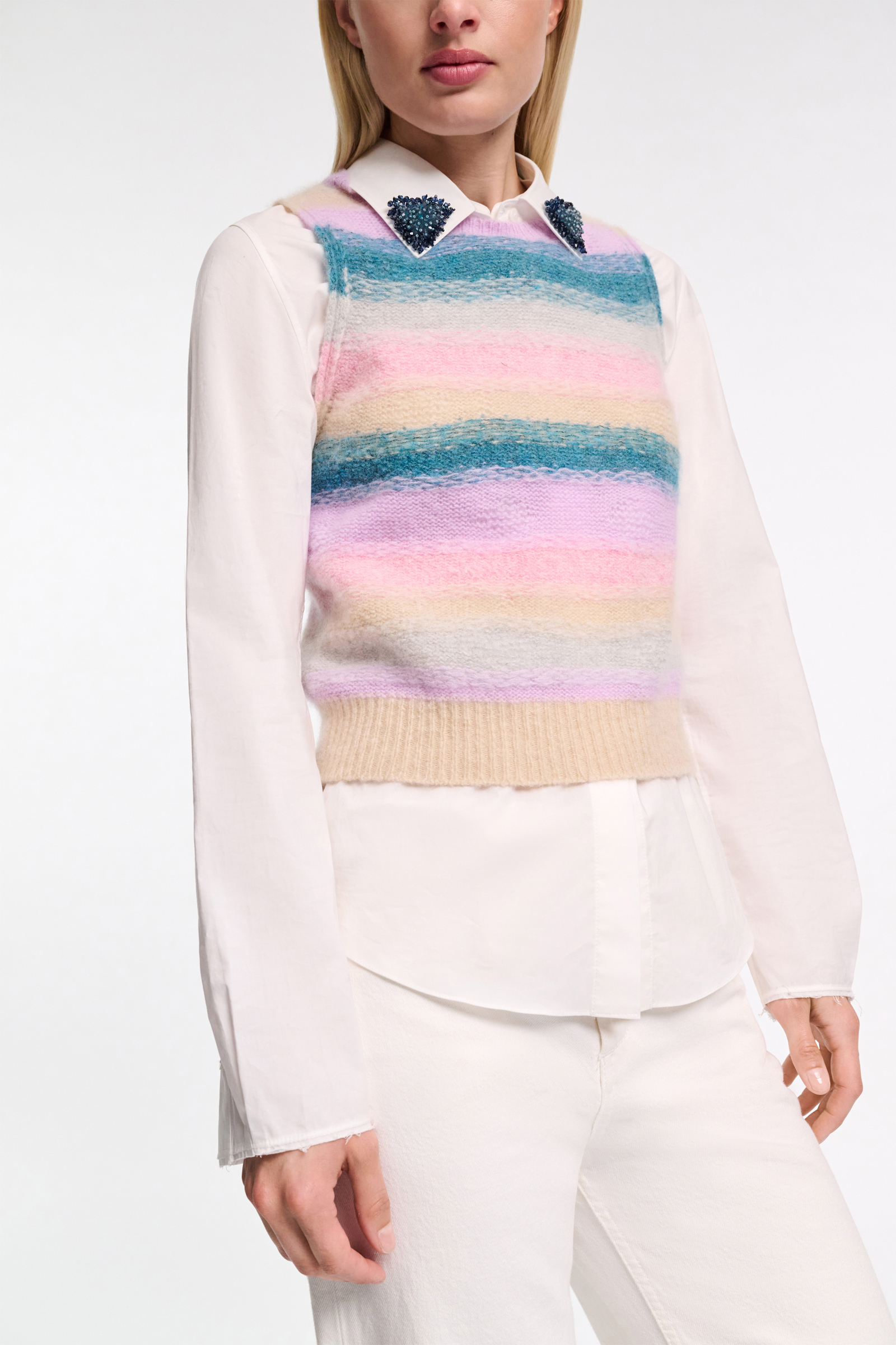 Dorothee Schumacher Extra soft cashmere stripe shell candy stripe