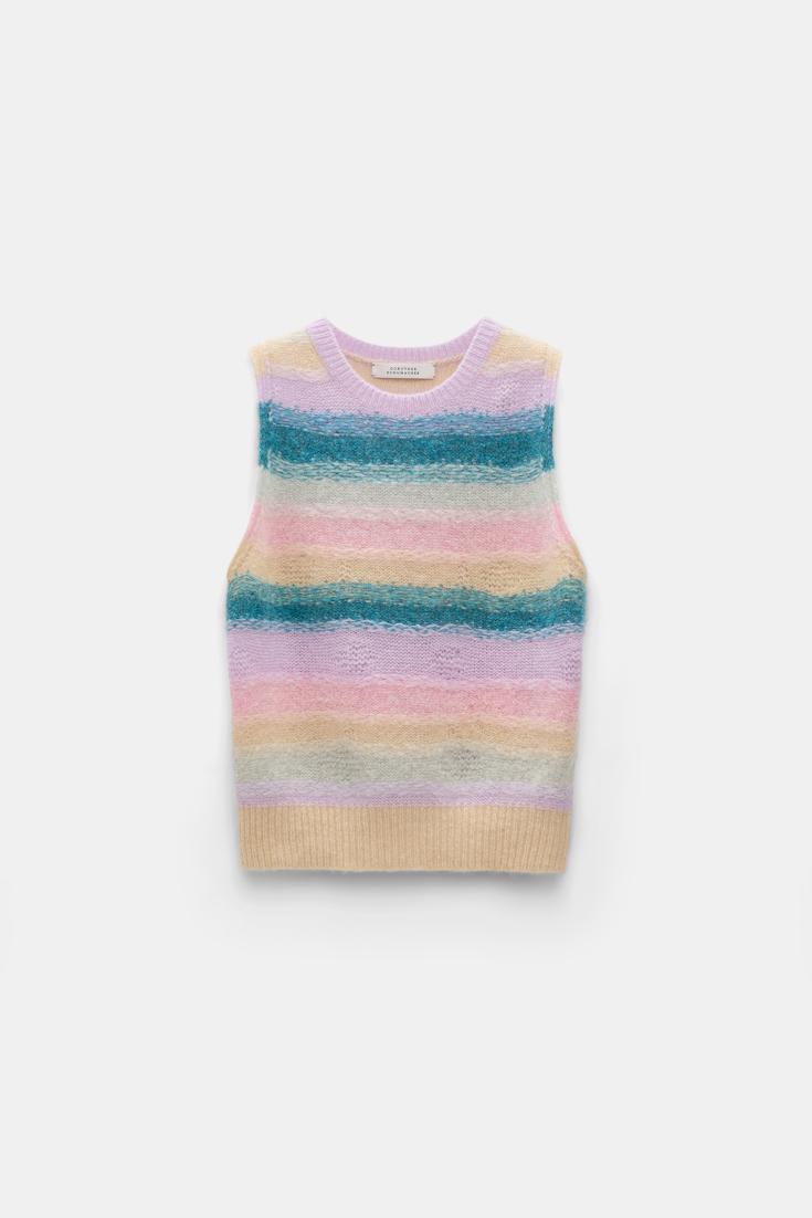 Dorothee Schumacher Extra soft cashmere stripe shell candy stripe
